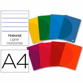 Libreta liderpapel 360 tapa de plastico a4 48 hojas 90g/m2 horizontal con doble margen colores surtidos