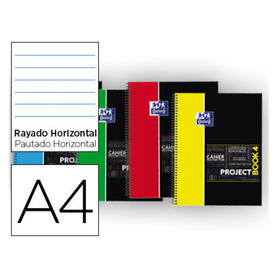 Bloc espiral oxford tapa plastico microperforado projectbook4 din a4 80 hojas 90 gr horizontal colores