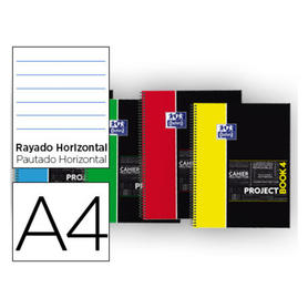 Bloc espiral oxford tapa plastico microperforado projectbook1 din a4 80 hojas 90 gr horizontal colores
