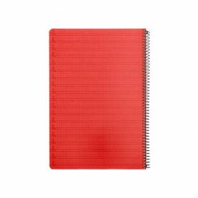Cuaderno espiral liderpapel folio pautaguia tapa plastico 80h 75gr cuadro pautado 4mm con margen color rojo