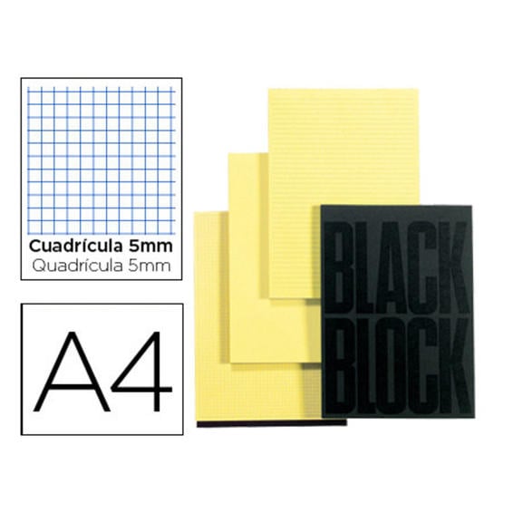 Bloc notas exacompta cuadro 5mm a4 70 hojas en color amarillo