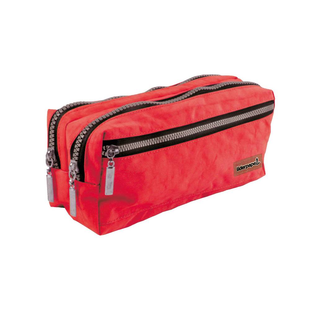 Bolso escolar liderpapel portatodo rectangular 3 bolsillos rojo 210x80x85 mm