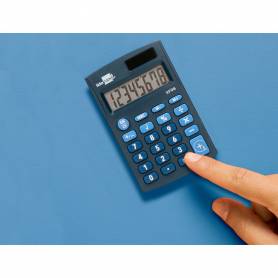 Calculadora liderpapel bolsillo xf06 8 digitos solar y pilas color azul 98x62x8 mm