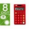 Calculadora liderpapel bolsillo xf11 8 digitos solar y pilas color rojo 115x65x8 mm - XF11