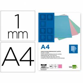 Tapa encuadernacion liderpapel carton a4 1 mm rosa paquete de 50 unidades