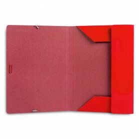 Carpeta liderpapel gomas folio 3 solapas carton plastificado color rojo