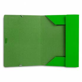 Carpeta liderpapel gomas folio 3 solapas carton plastificado color verde