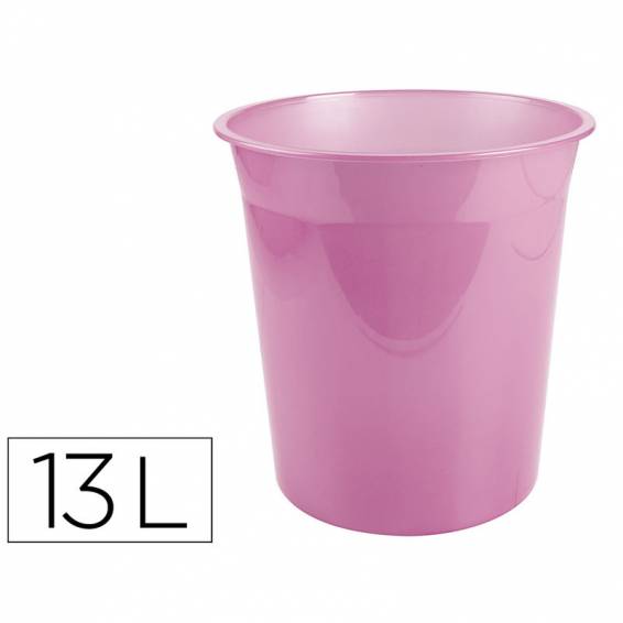 Papelera plastico liderpapel rosa translucido 13 litros 275x285 mm mm