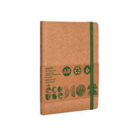 Libreta liderpapel ecouse 100% reciclada a5 96 hojas 70g/m2 horizontal con gomilla y marca paginas