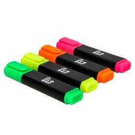 Rotulador liderpapel ecouse fluorescente fabricado con 68% plastico reciclado caja de 4 unidades colores surtidos