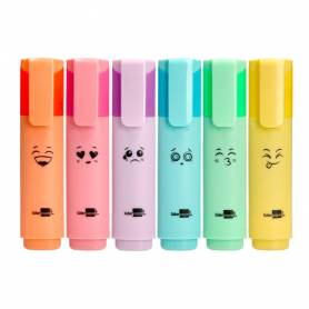 Rotulador liderpapel fluorescente pastel punta biselada estuche de 6 unidades colores surtidos