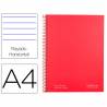 Cuaderno espiral navigator a4 micro tapa forrada 80h 80gr horizontal 1 banda color rojo - NA25