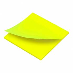 Bloc de notas adhesivas quita y pon q-connect 76x76 mm removible plastico translucido amarillo neon con 50 hojas - KF10369