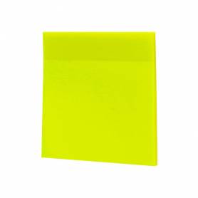 Bloc de notas adhesivas quita y pon q-connect 76x76 mm removible plastico translucido amarillo neon con 50 hojas - KF10369