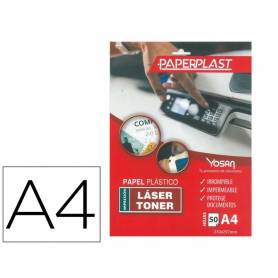 Papel plastico yosan paperplast poliester blanco brillo din a4 200 mc imprimible paquete de 50 - 0558UPPB200A4 50
