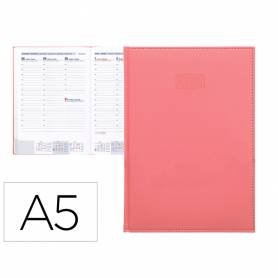Agenda encuadernada liderpapel creta 15x21 cm 2024 semana vista color rosa papel 70 gr - 