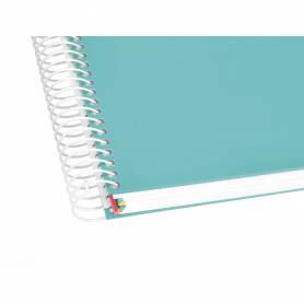 Cuaderno espiral liderpapel a5 micro antartik tapa forrada120h 90 gr liso 5 bandas 6 taladros color menta