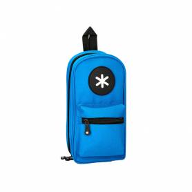 Bolso escolar portatodo antartik forma de mochila con bolsillo y 4 departamentos color azul 230x50x120 mm