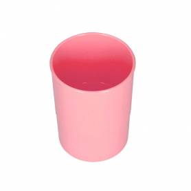 Cubilete portalapices q-connect rosa pastel opaco plastico diametro 75 mm alto 100 mm - KF17165