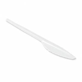 Cuchillo de plastico blanco reutilizable paquete de 100 unidades - 10070129
