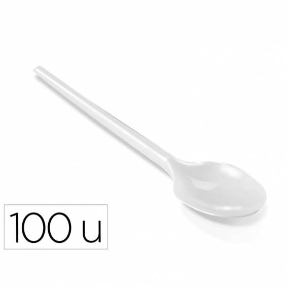Cucharilla de plastico blanco reutilizable paquete de 100 unidades - 10070130