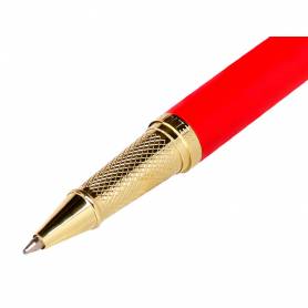 Boligrafo belius passion dor aluminio textura cepillada color rojo y dorado tinta azul caja de diseño - BB234