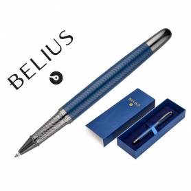 Boligrafo belius neptuno aluminio textura wavy color azul marino tinta azul caja de diseño - BB244