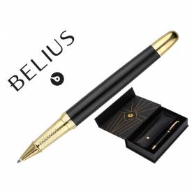Boligrafo y estuche belius soiree color negro y dorado tinta azul caja de diseño - BB259