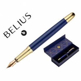 Pluma belius soiree aluminio color art deco azul marino y dorado tinta azul caja de diseño - BB260
