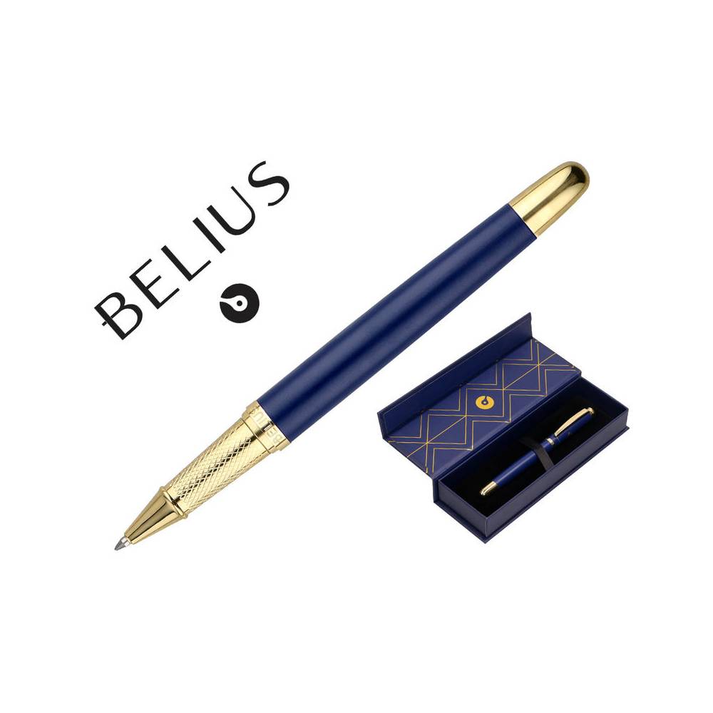 Boligrafo belius soiree aluminio color azul marino y dorado tinta azul caja de diseño - BB261