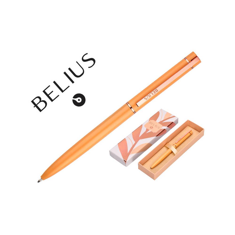 Boligrafo belius rose aluminio color naranja oro rosa tinta azul caja de diseño - BB280