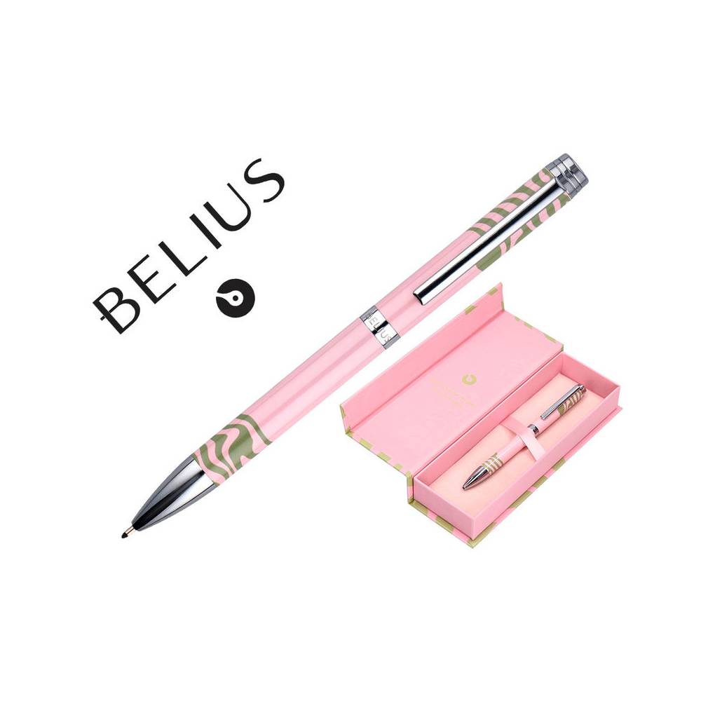 Boligrafo belius ink dreams aluminio color rosa y verde matcha plateado frase interior tinta azul caja de diseño - BB301