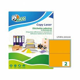 Etiqueta adhesiva tico naranja fluor permanente fsc laser inkjet fotocopia 210x297 mm caja de 70 unidades - LP4FA-210297