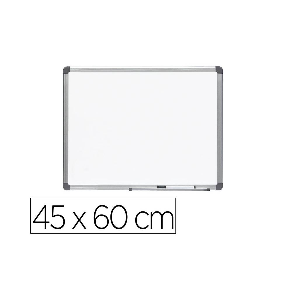 Pizarra blanca rocada lacada magnetica marco aluminio con cantoneras 45x60 cm - 6400