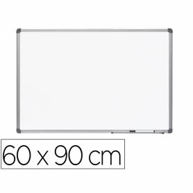 Pizarra blanca rocada lacada magnetica marco aluminio con cantoneras 60x90 cm - 6402