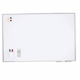 Pizarra blanca rocada lacada magnetica marco aluminio con cantoneras 100x200 cm - 6410