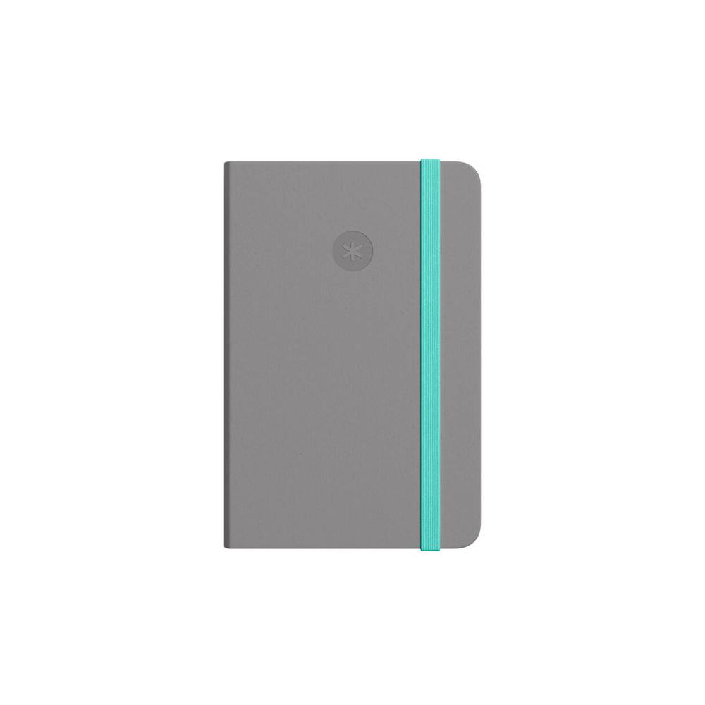 Cuaderno con gomilla antartik notes tapa dura a6 hojas lisas gris y turquesa 100 hojas 80 gr fsc - TX18