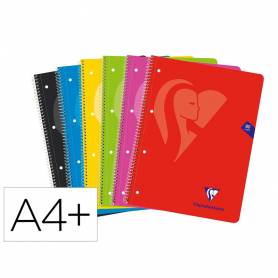 Cuaderno espiral clairefontaine tapa blanda din a4+ micro 80h 4 tal 90 gr cuadro 5 mm colores surtidos - 696803C