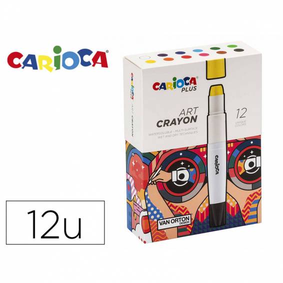 Lapices de cera carioca plus art crayon caja premium de 12 unidades colores surtidos - 45213