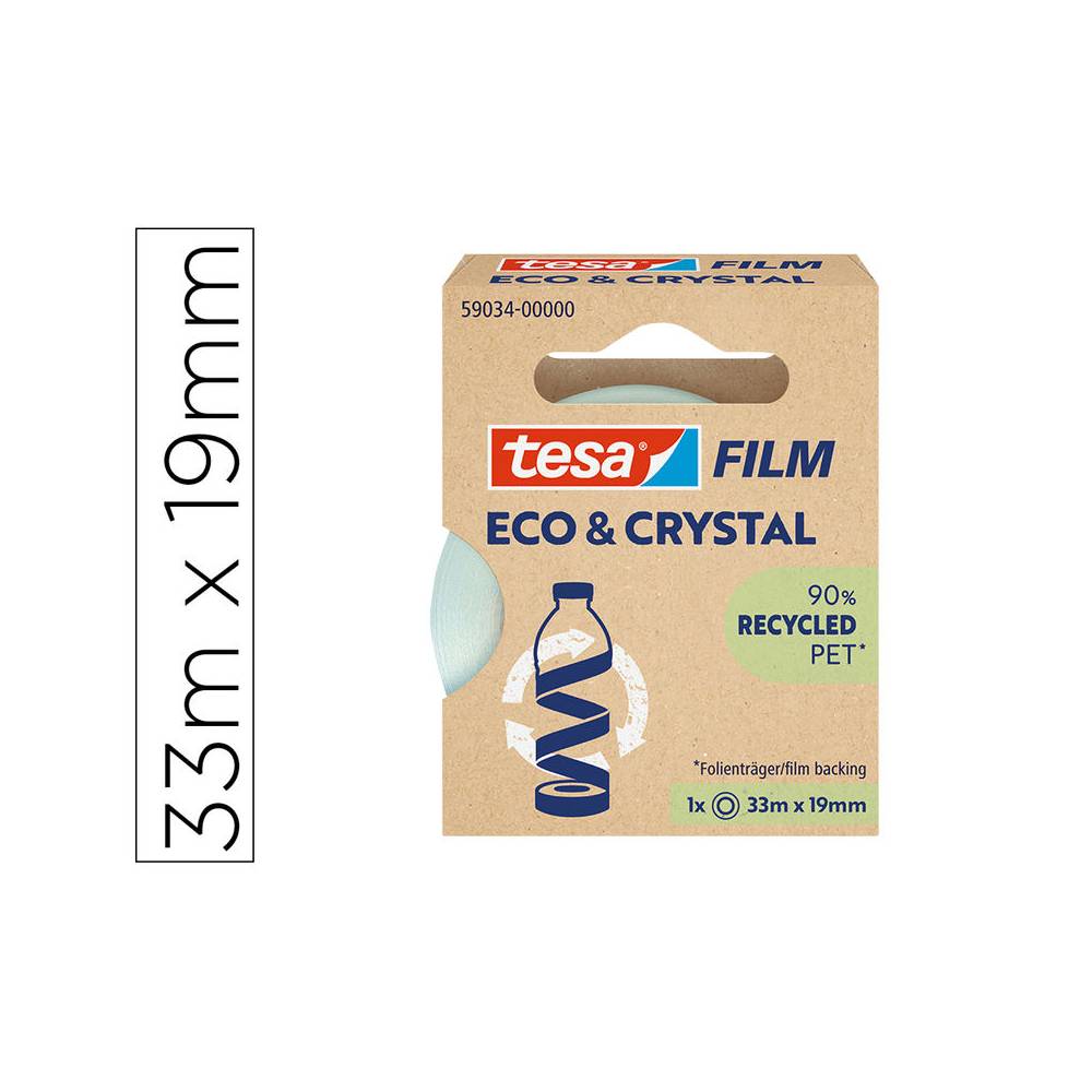 Cinta adhesiva tesa film eco&cristal transparente 33 m x 19 mm - 59034-00000-00