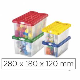 Caja multiusos faibo transparente con asas y tapa colores capacidad 4 l 280x180x120 mm - 882