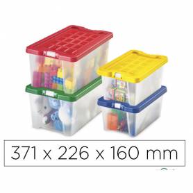 Caja multiusos faibo transparente con asas y tapa colores capacidad 9,2 l 371x226x160 mm - 883