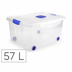 Contenedor plastico plasticforte n 5 transparente con tapa capacidad 57 l - 11213