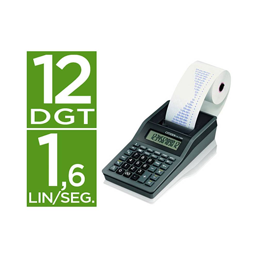 Calculadora citizen impresora pantalla papel cx-77 12 digitos negra - 