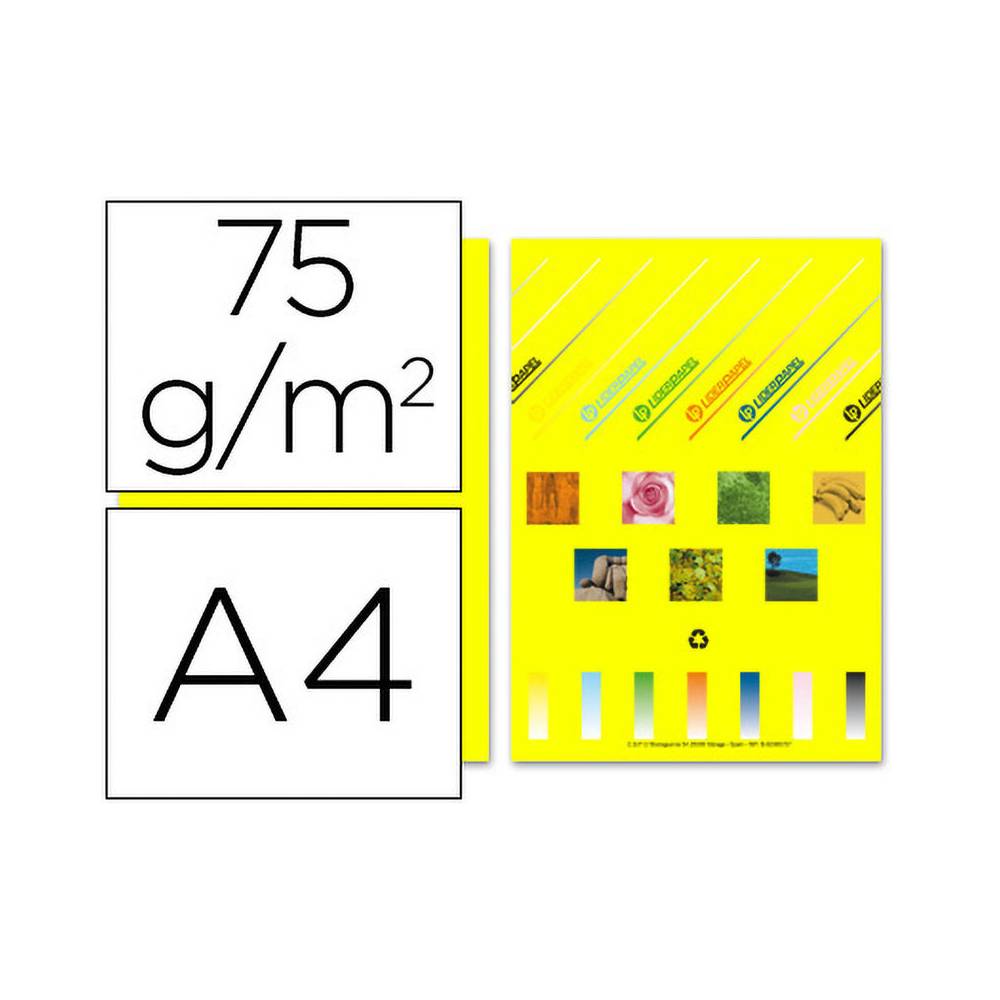 Papel color din-a4 75 gr neon amarillo -paquete de 500 hojas - 