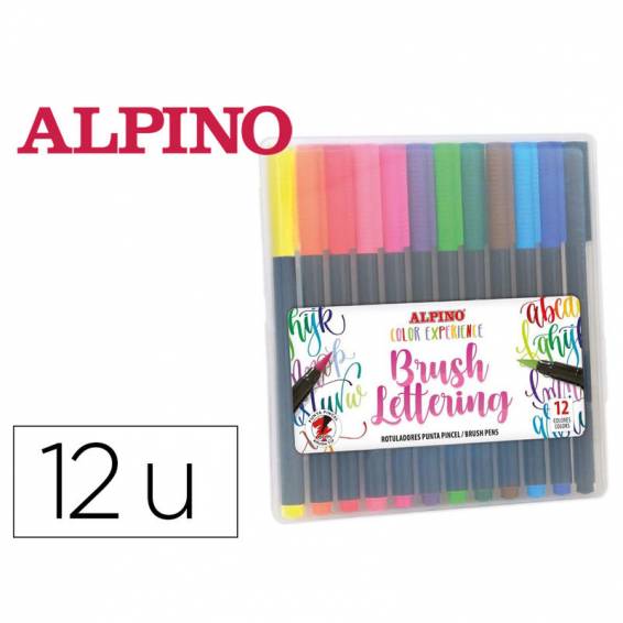 Rotulador alpino punta de pincel lettering estuche de 12 unidades colores surtidos - AR001054