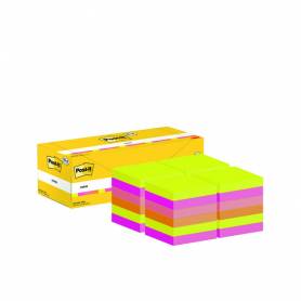 Bloc de notas adhesivas quita y pon post-it colores surtidos 76x76 mm con 100 hojas pack de 18+6 unidades - 7100317837