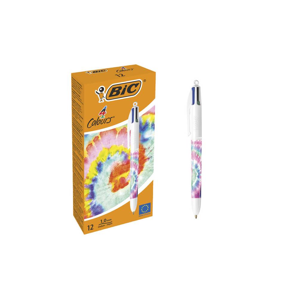 Boligrafo bic cuatro colores tiedye pastel punta de 1 mm caja de 12 unidades - 518205