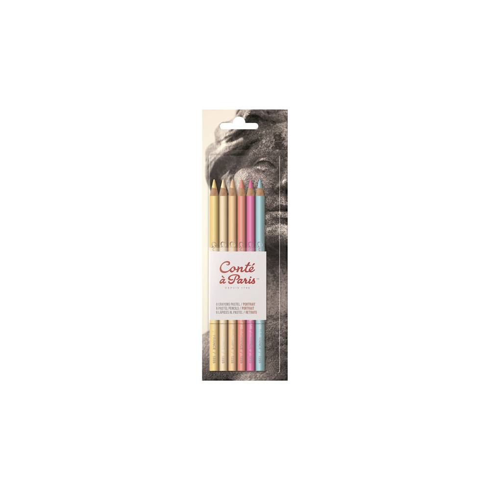Lapiz conte colores pastel retrato blister 6 unidades colores surtidos - 50112