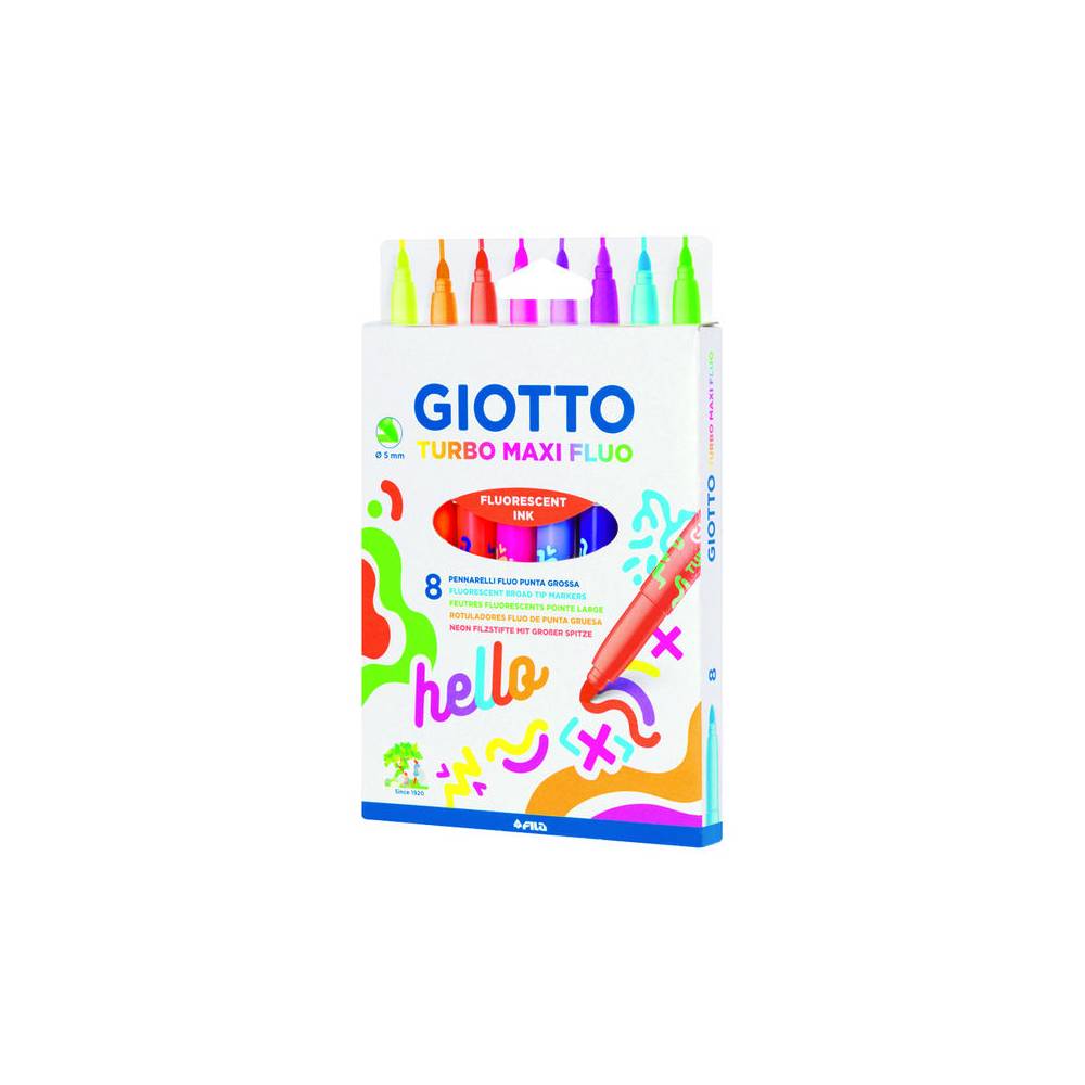 Rotulador giotto turbo maxi fluo caja de 8 unidades colores surtidos - F453800